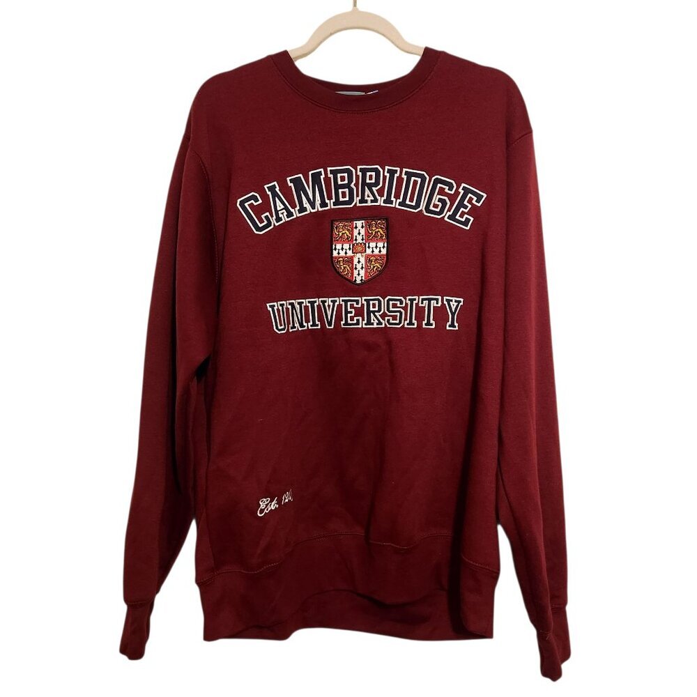 Cambridge University | Men's Burgundy Crewneck Ivy League Sweatshirt (Size XL)